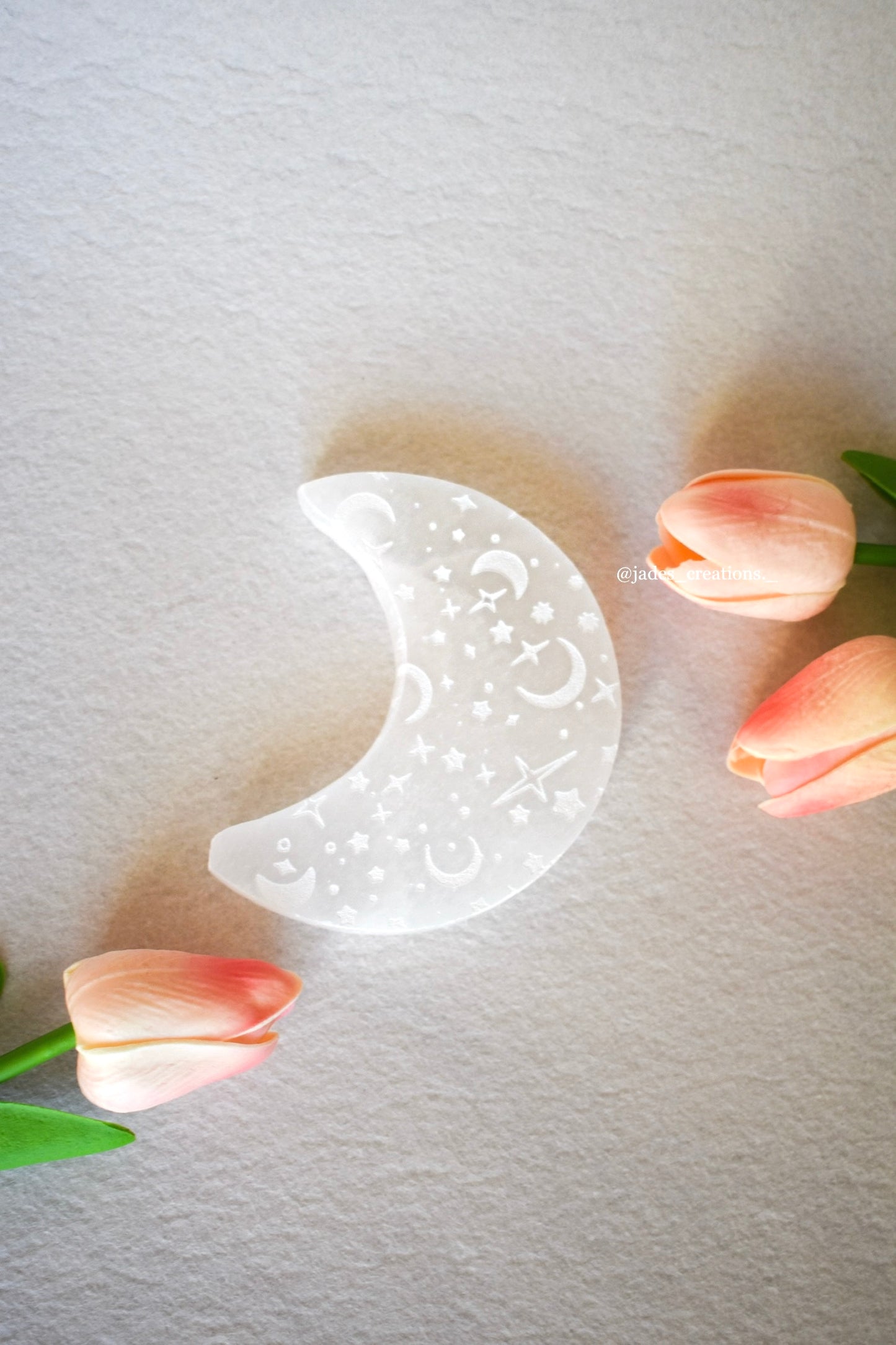 Piattino Luna in Selenite decorato