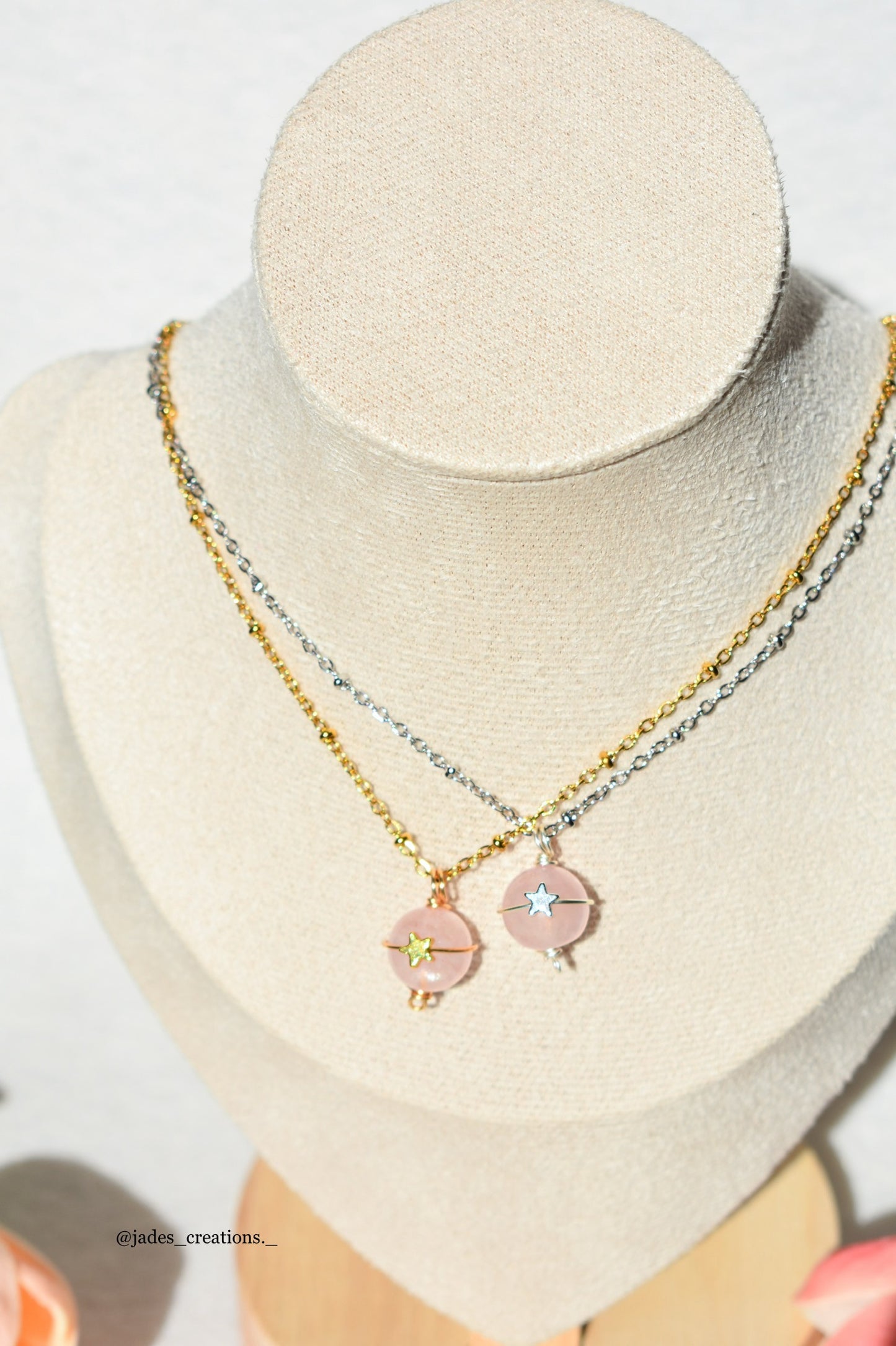 Collana Saturno 2.0 con Quarzo Rosa