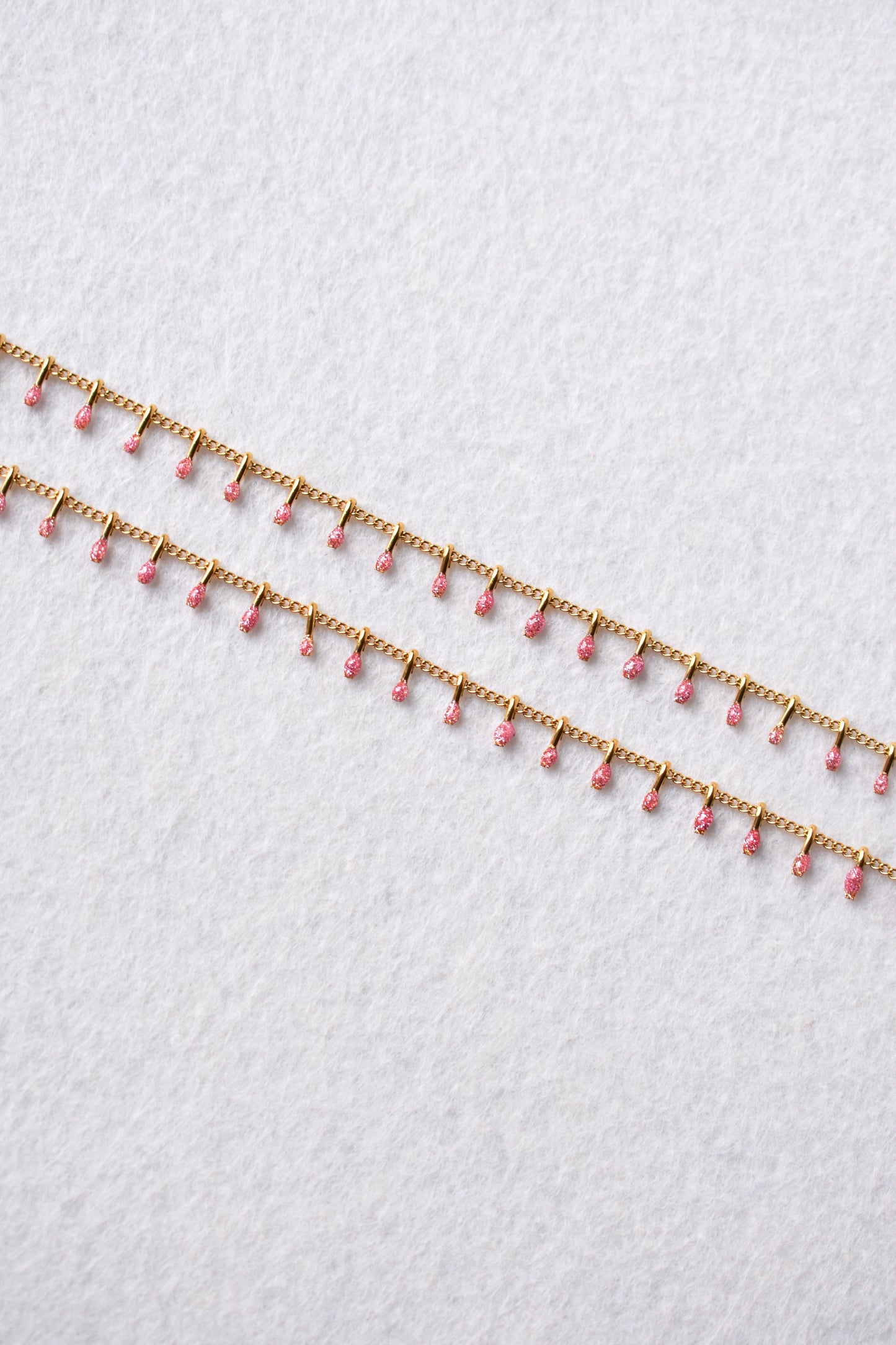 Cavigliera Goccia Rosa Glitterato