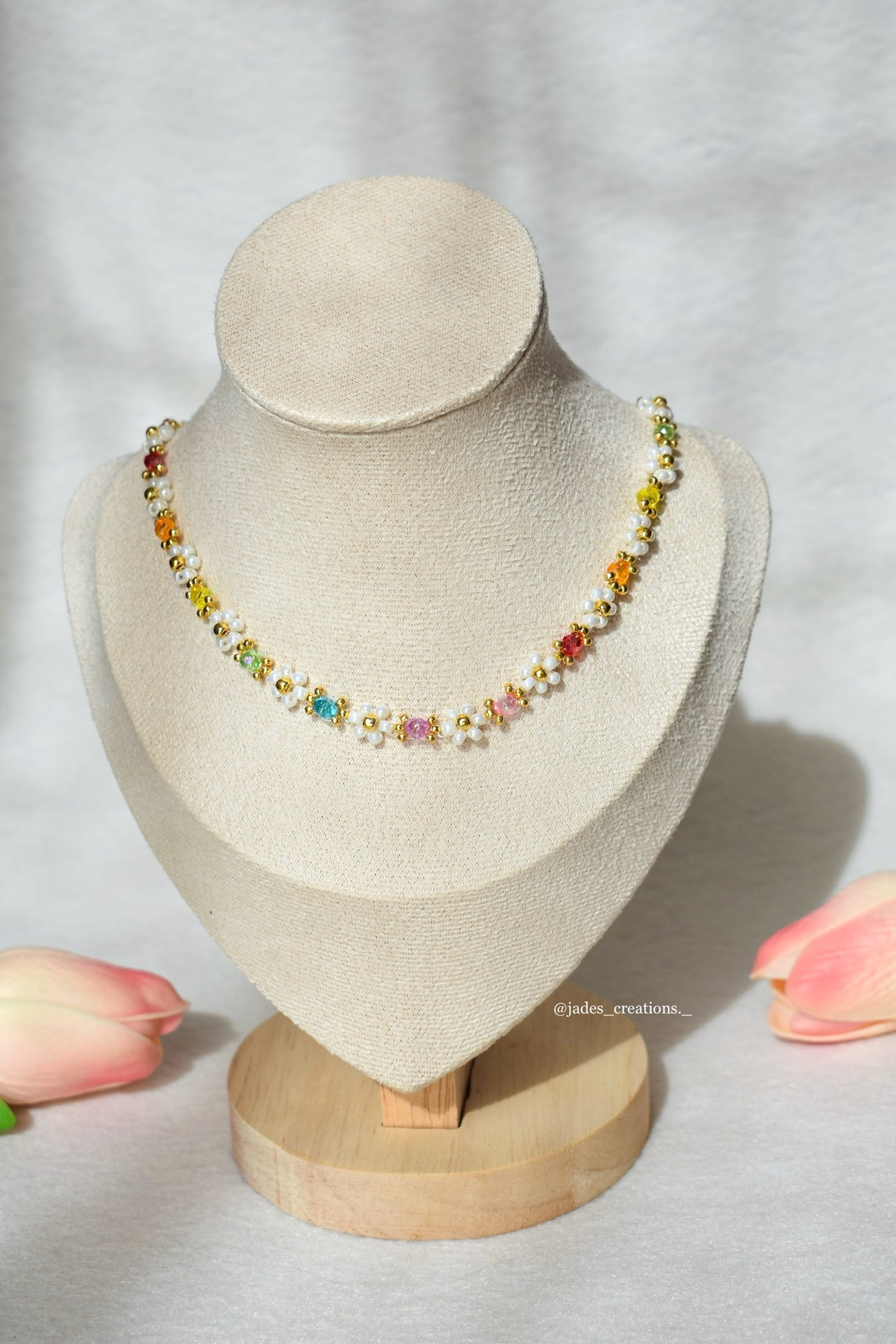 Collana Margherite girocollo Bianca Arcobaleno