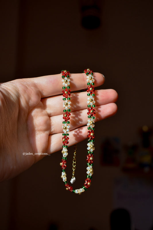 Collana Floreale Bianca e Rossa