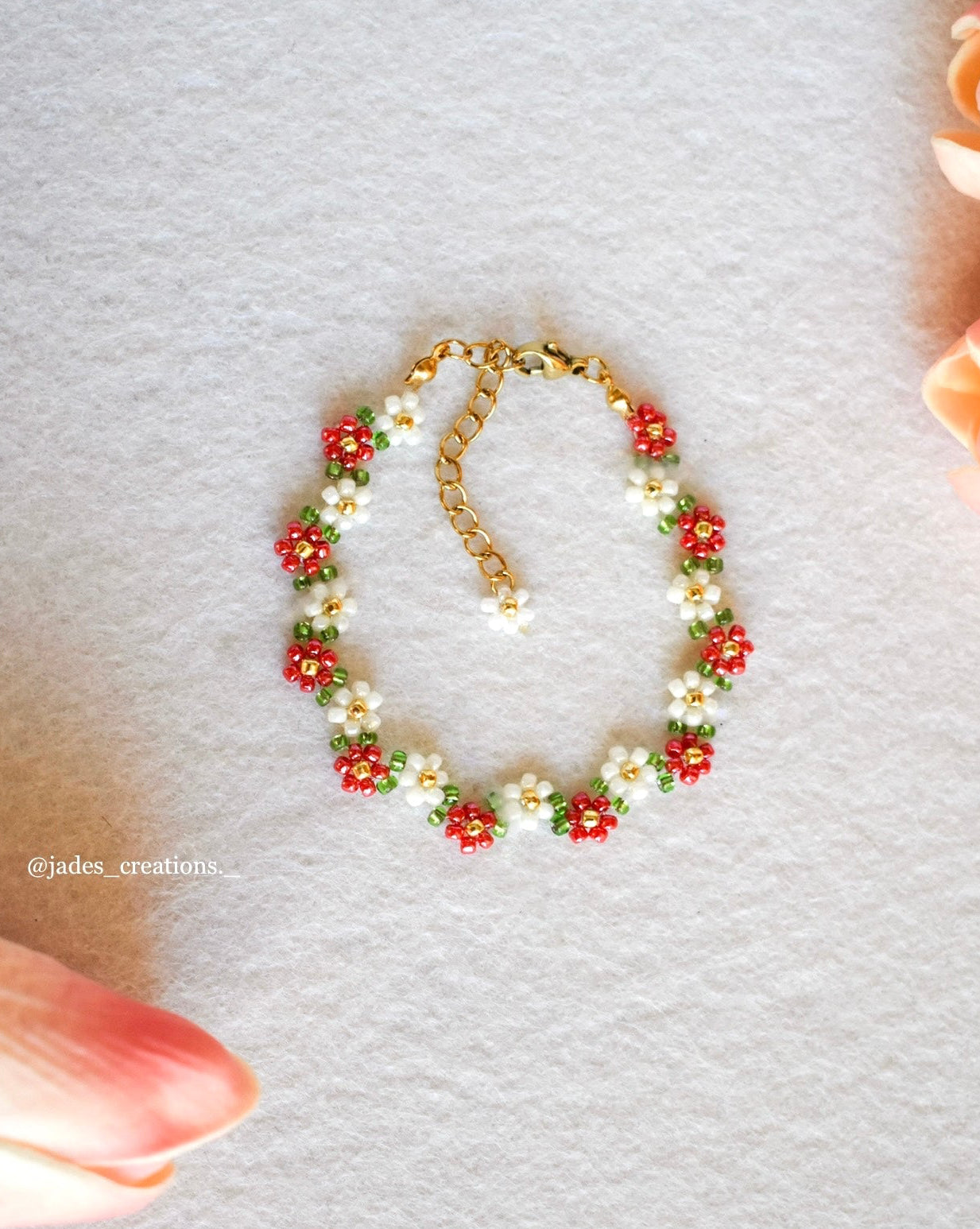 Bracciale Floreale zigzag Bianco e Rosso