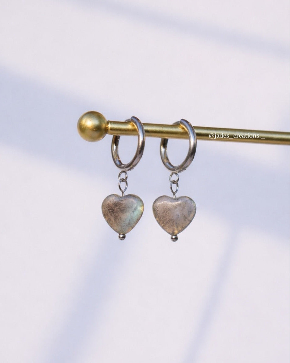 Orecchini cuore con Labradorite