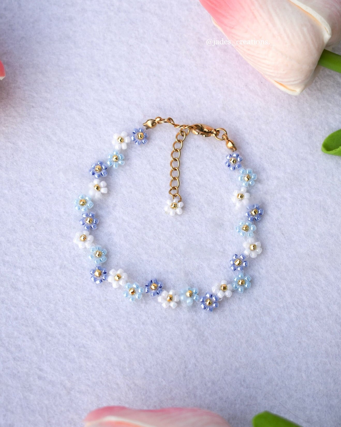 Bracciale floreale azzurro dorato