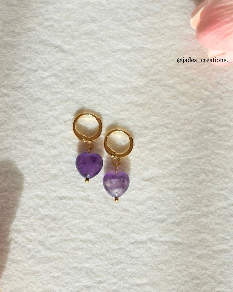 Orecchini con cuore in Ametista