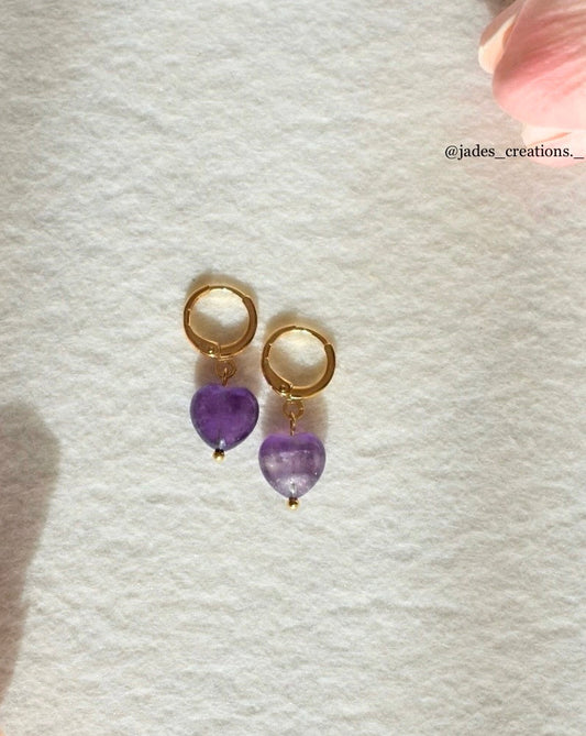 Orecchini con cuore in Ametista