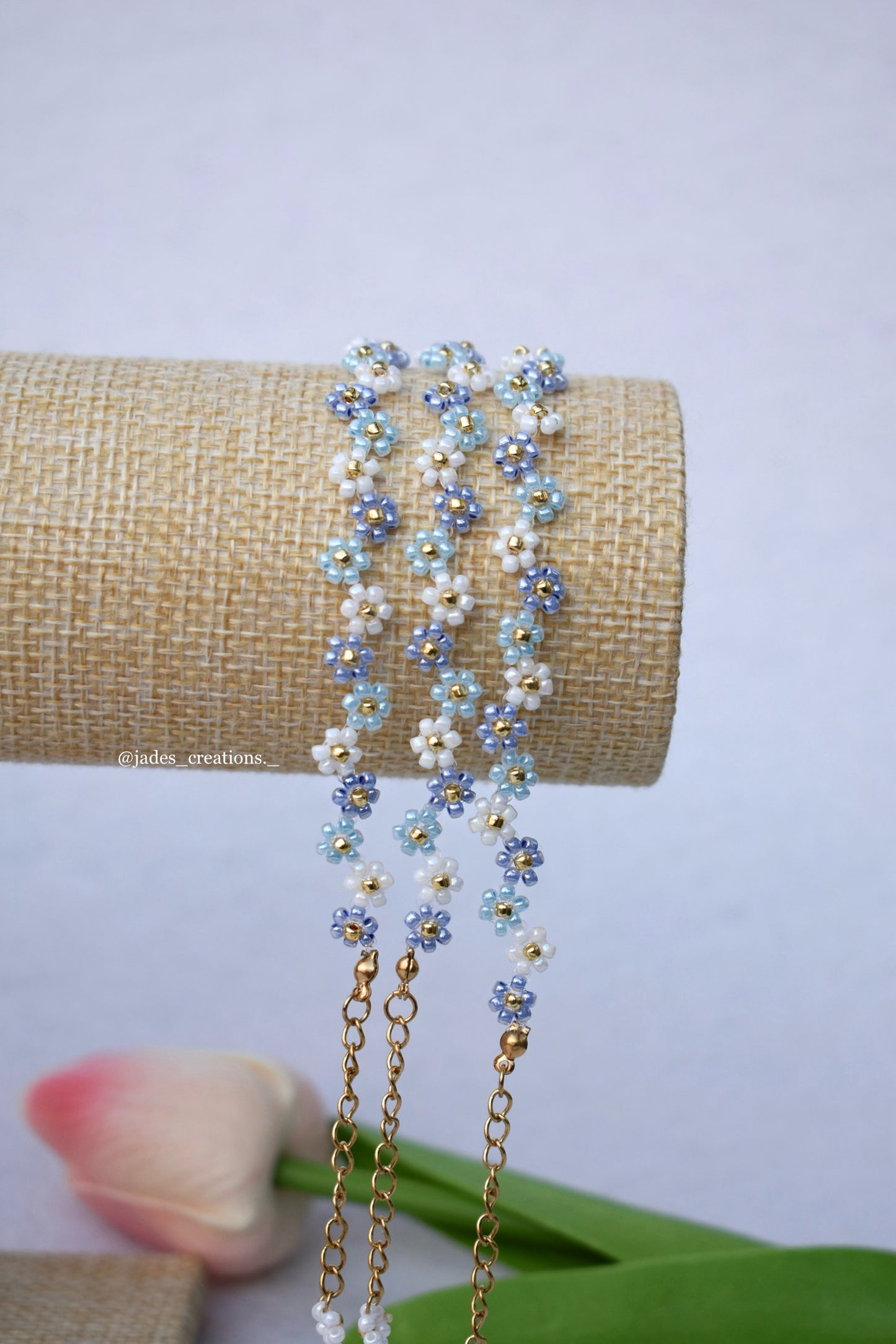Bracciale floreale azzurro dorato