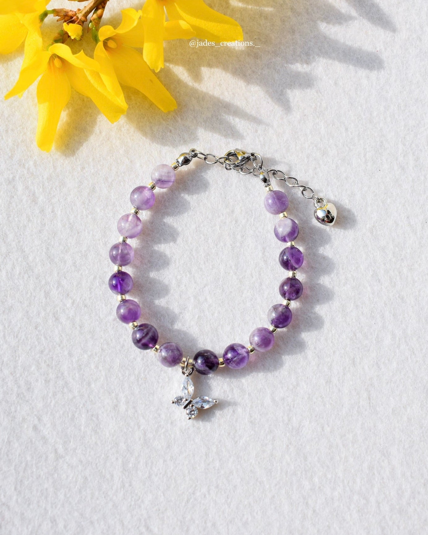 Bracciale in Ametista con farfalla