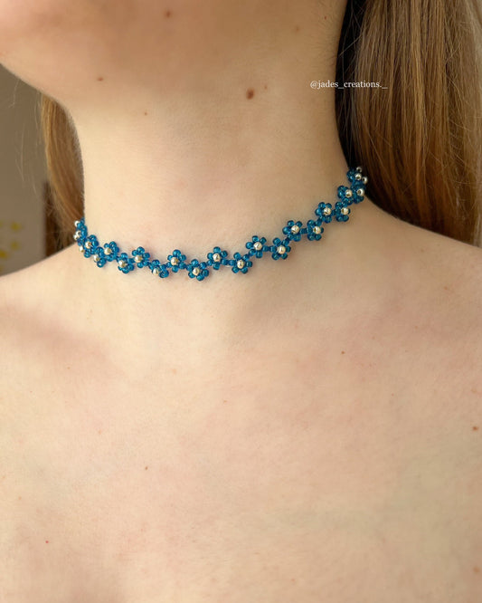Collana Blu zigzag argentata