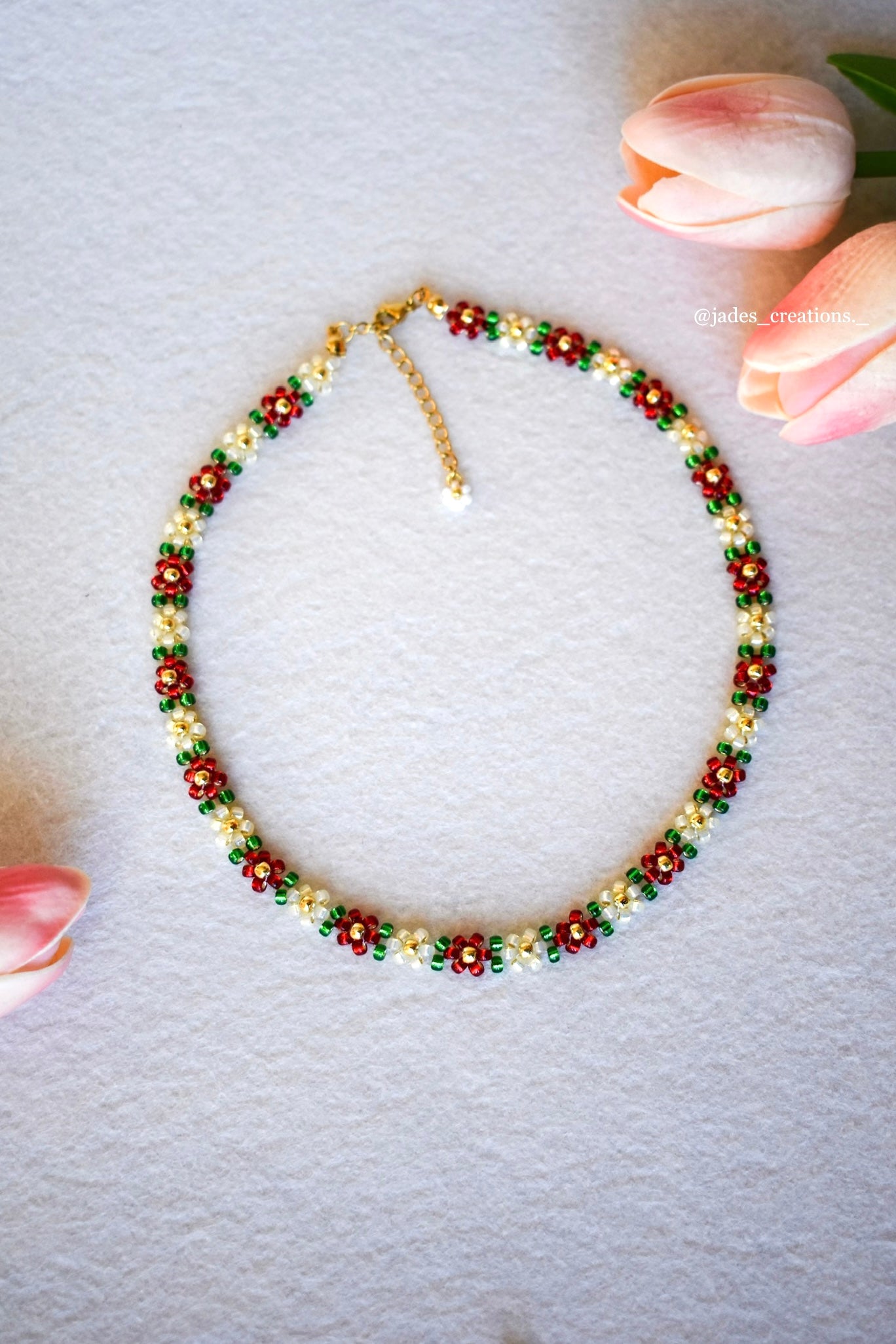 Collana Floreale Bianca e Rossa