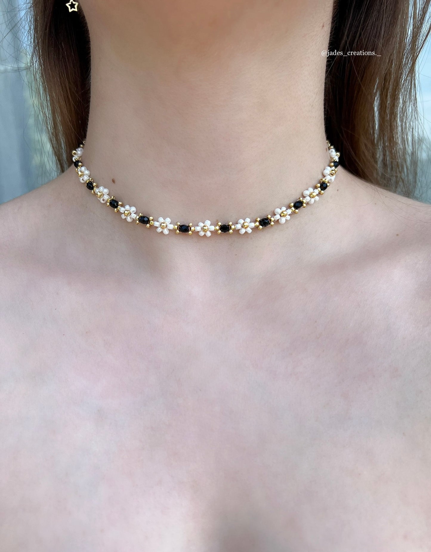 Collana Margherite girocollo Nera