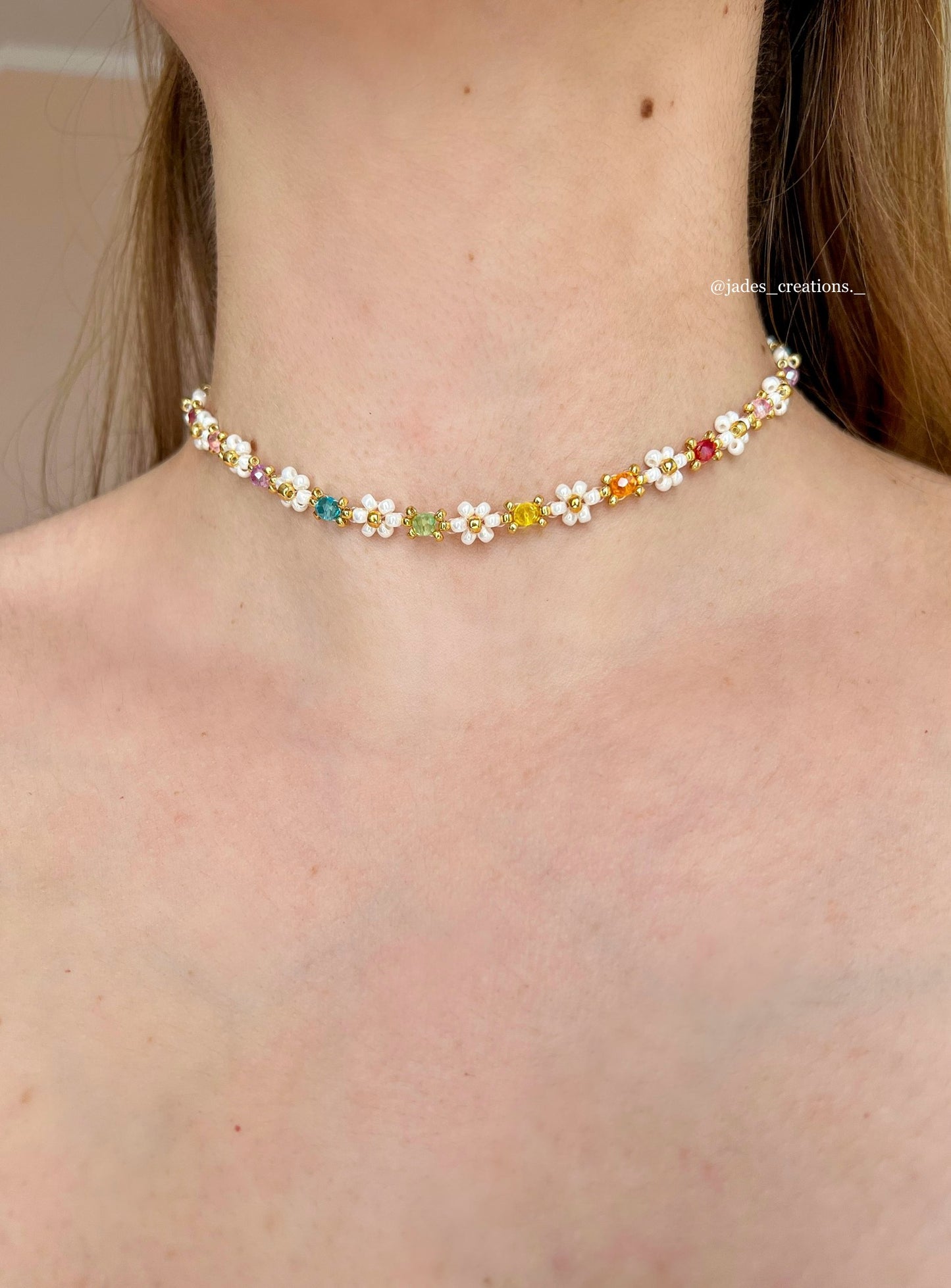 Collana Margherite girocollo Bianca Arcobaleno