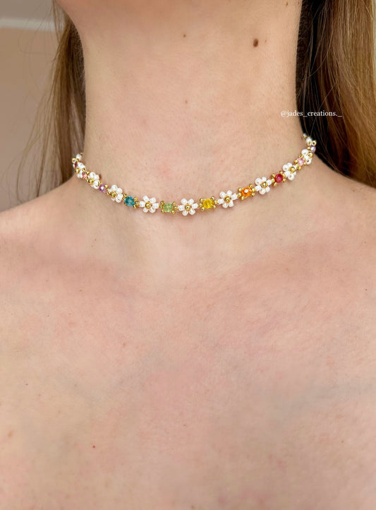 Collana Margherite girocollo Bianca Arcobaleno