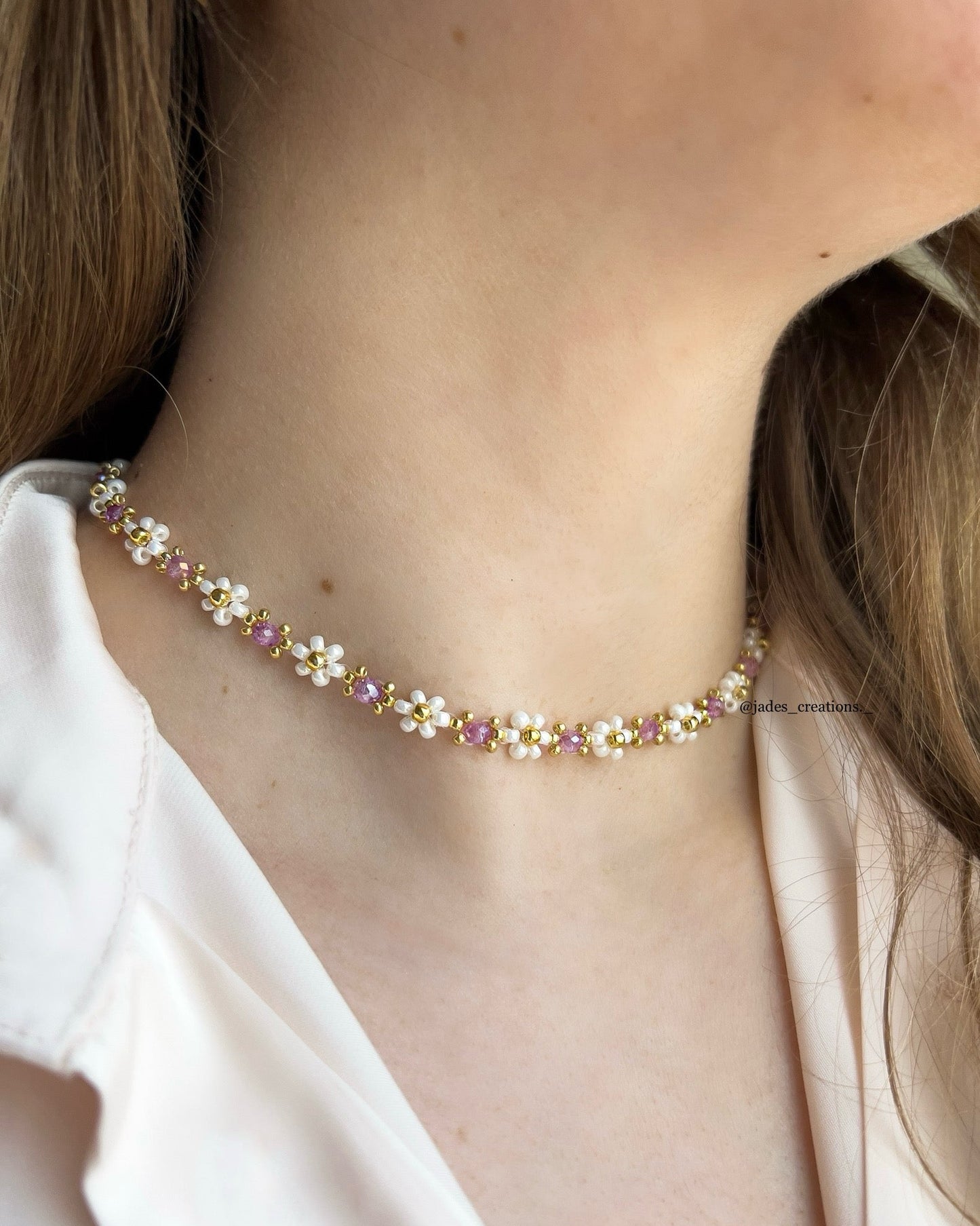 Collana Margherite girocollo Bianca e Viola