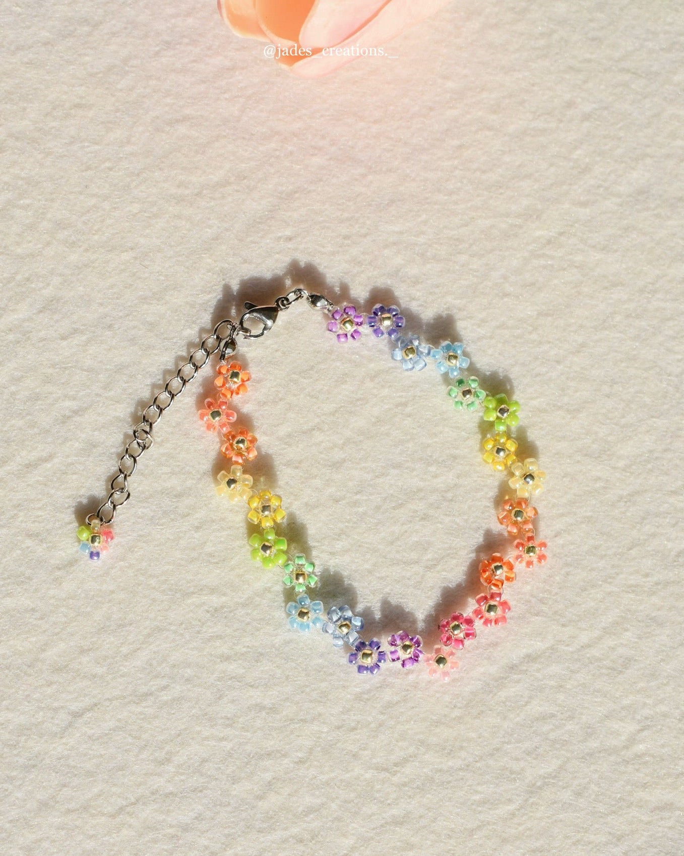 Bracciale floreale Arcobaleno argentato