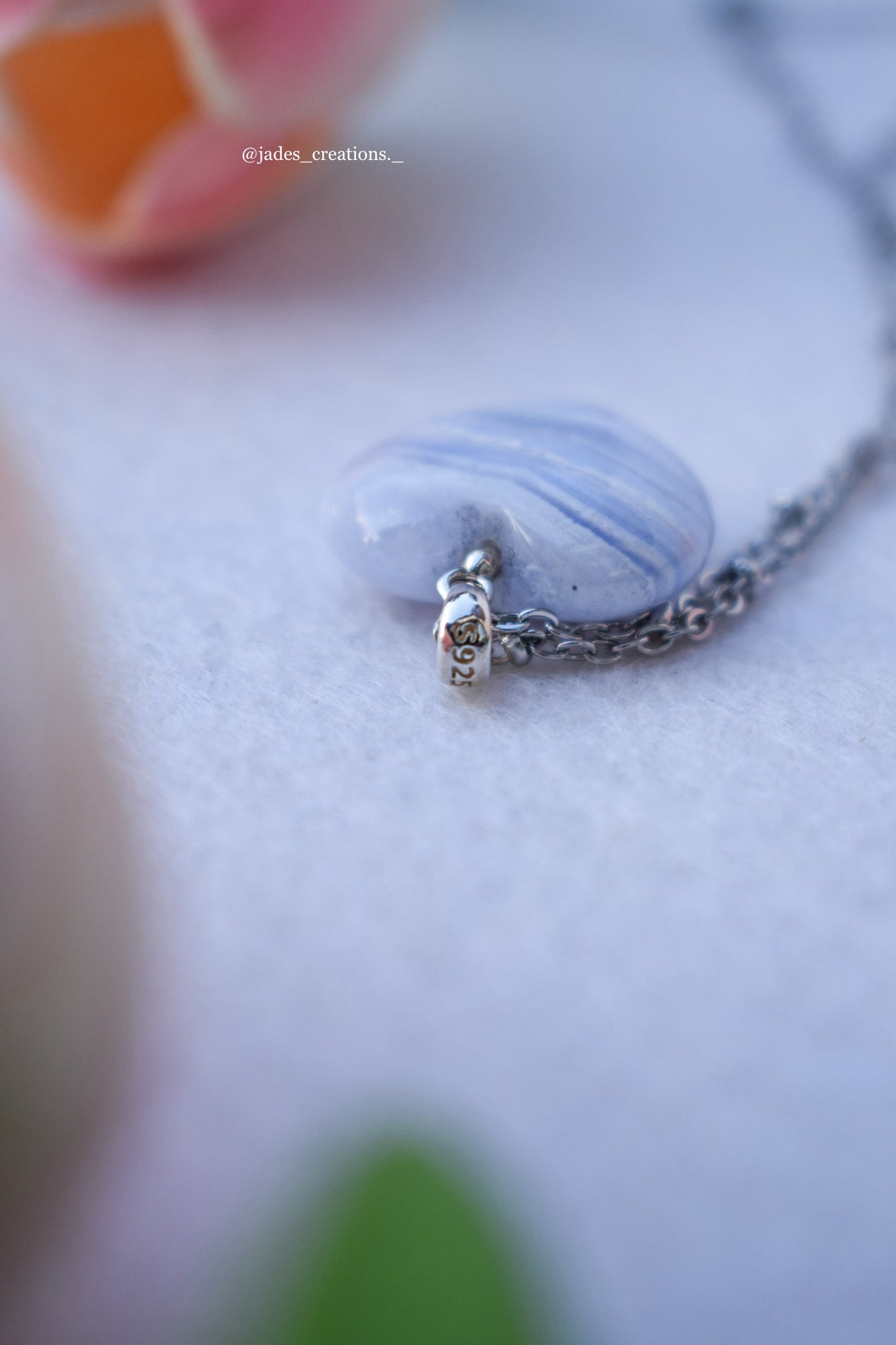 Collana cuore in Agata Blu Lace