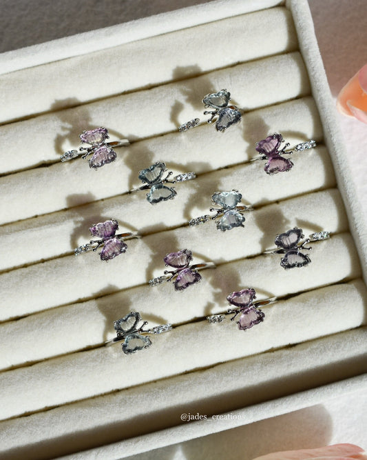 Anello con farfalla Fluorite