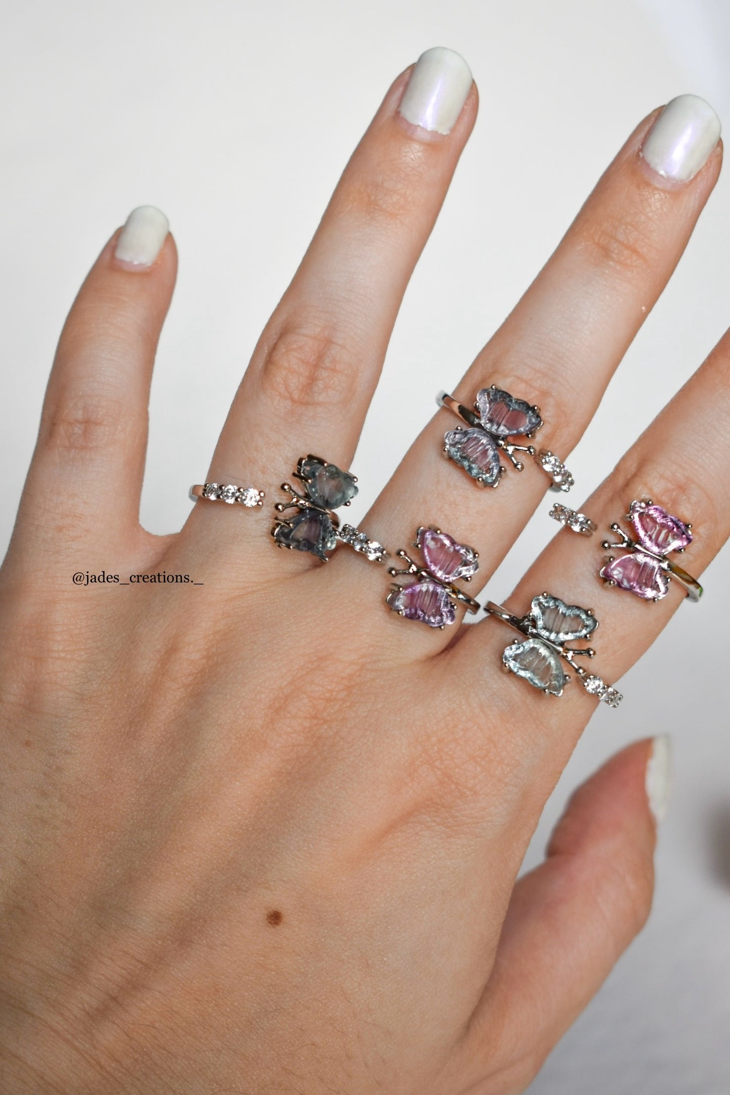 Anello con farfalla Fluorite