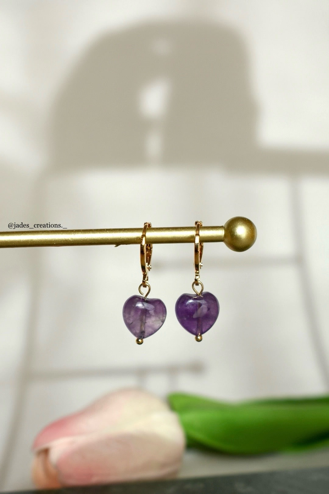 Orecchini con cuore in Ametista