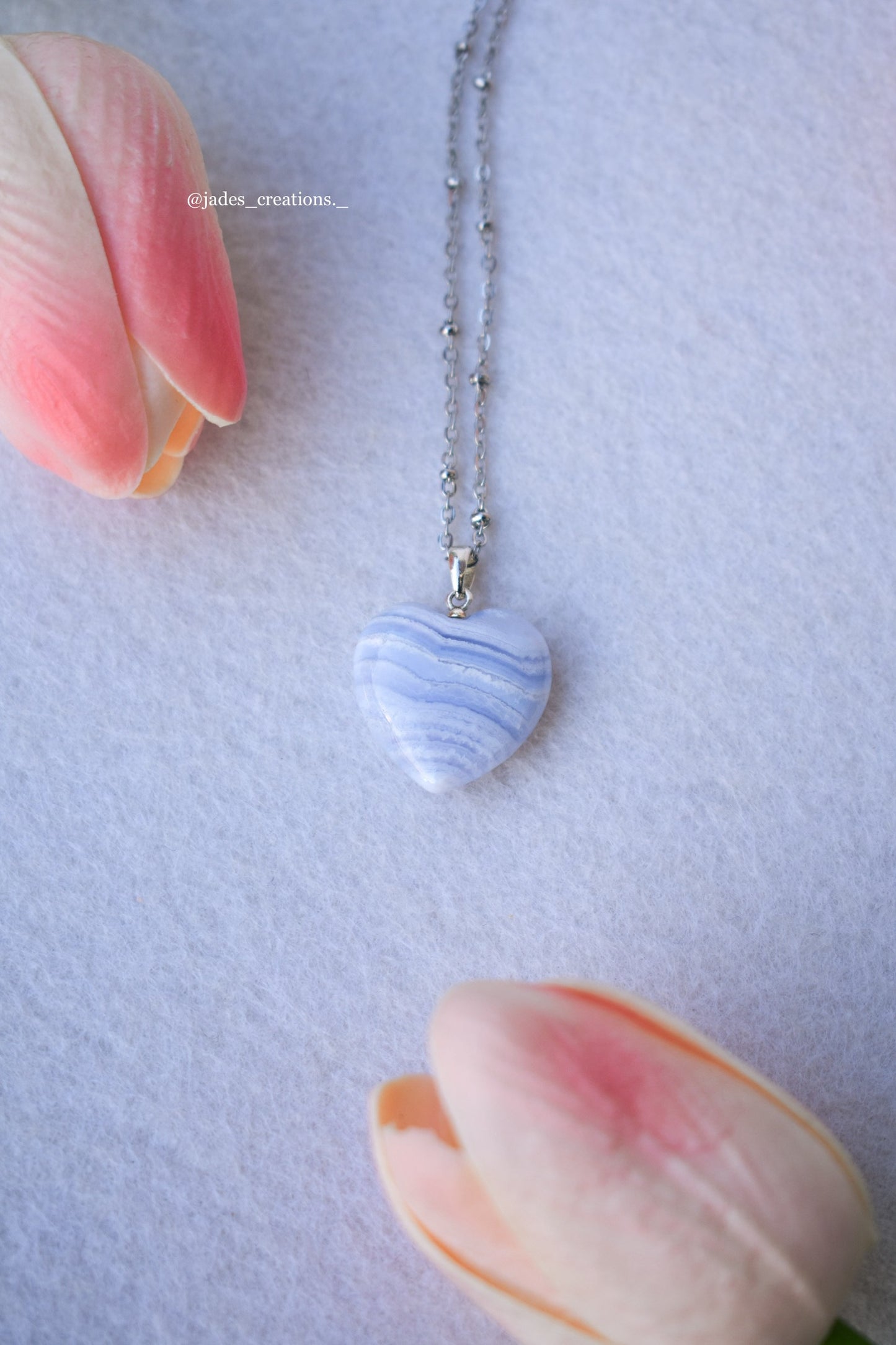 Collana cuore in Agata Blu Lace