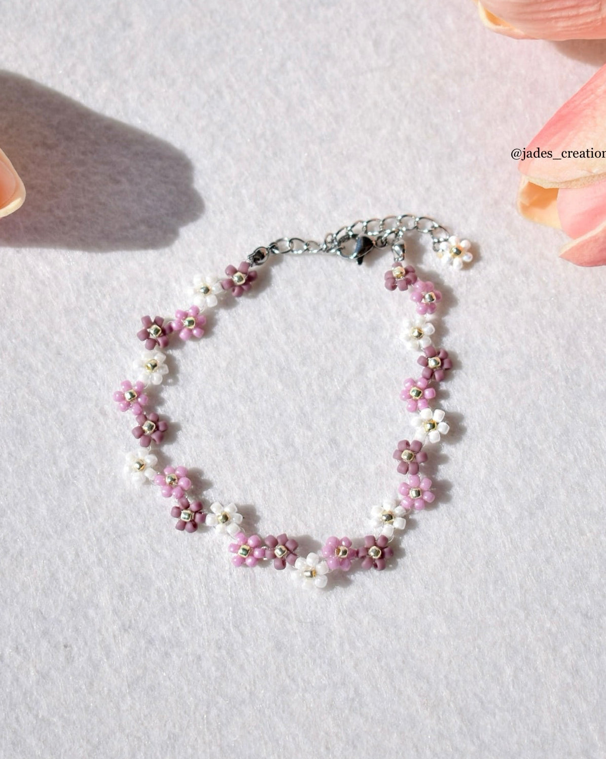 Bracciale floreale viola argentato