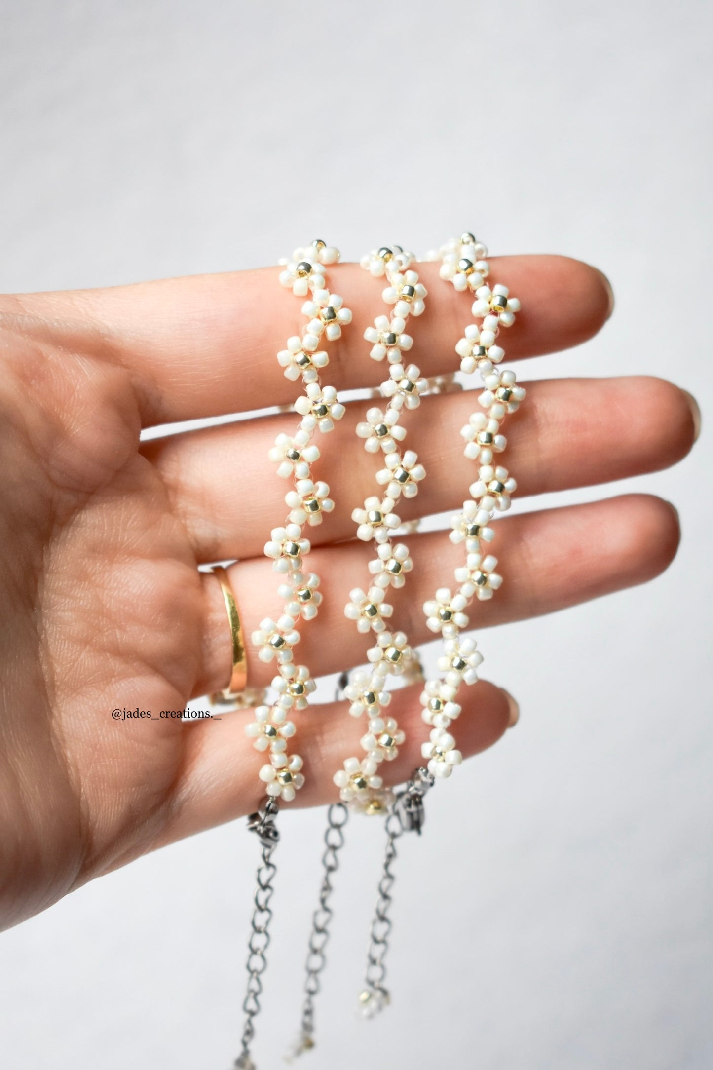 Bracciale floreale Bianco argentato