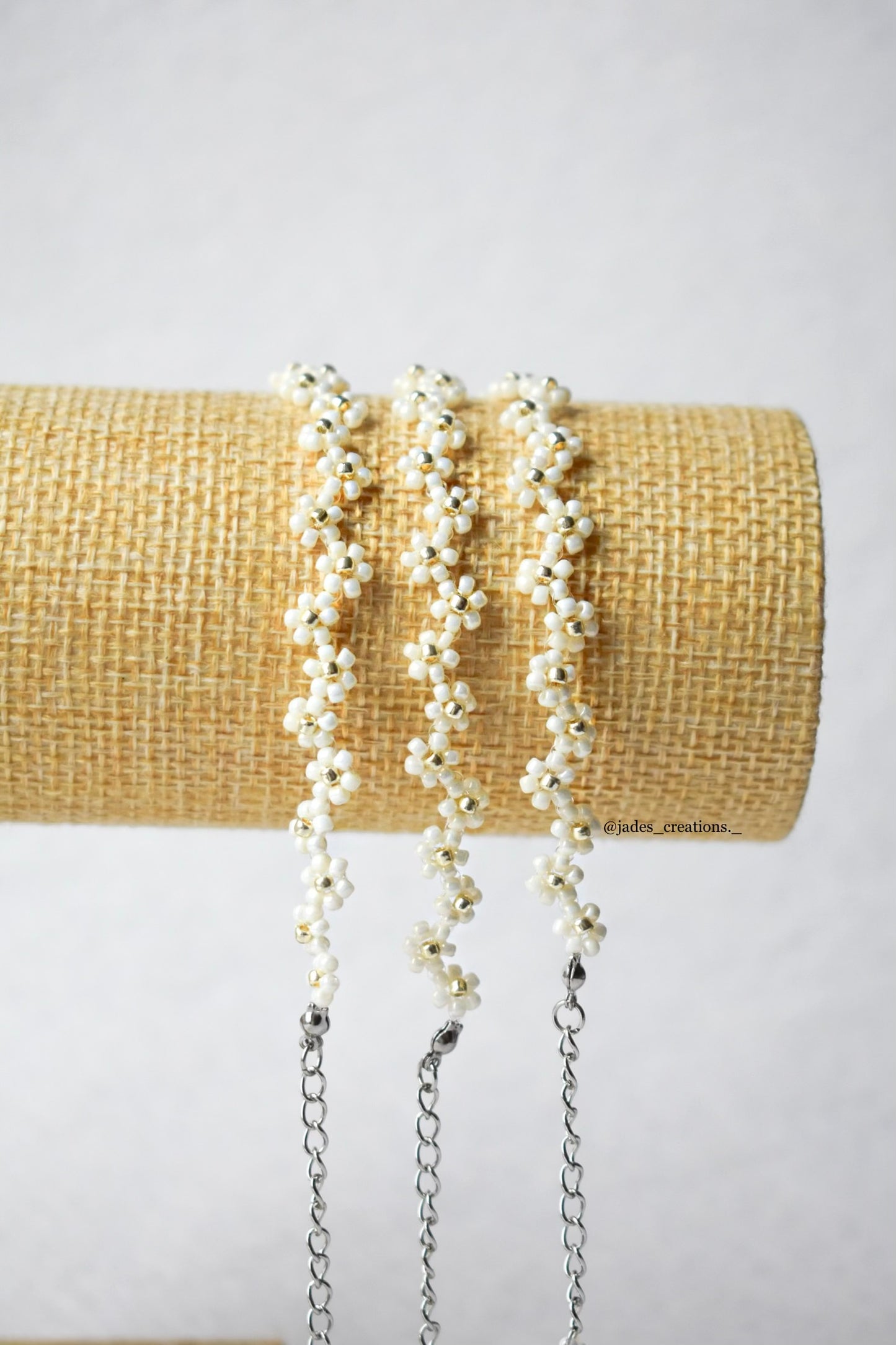 Bracciale floreale Bianco argentato