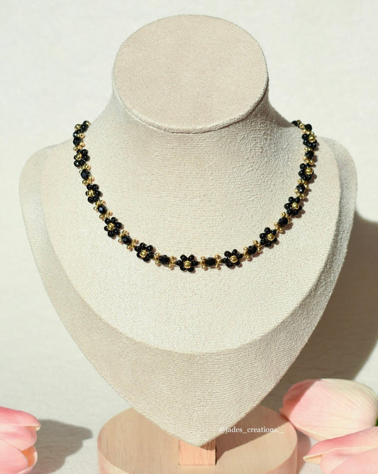 Collana Margherite girocollo Nera