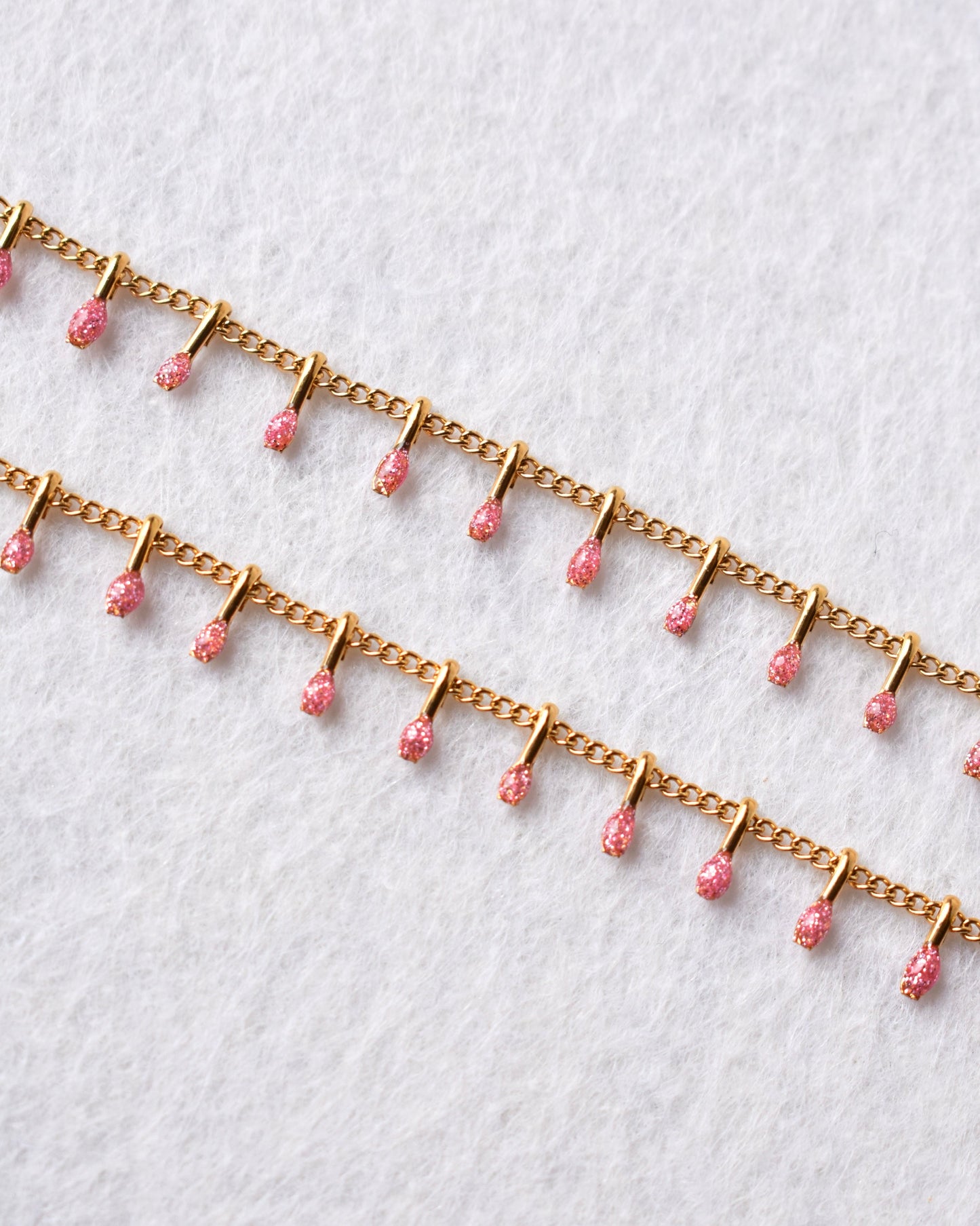 Cavigliera Goccia Rosa Glitterato