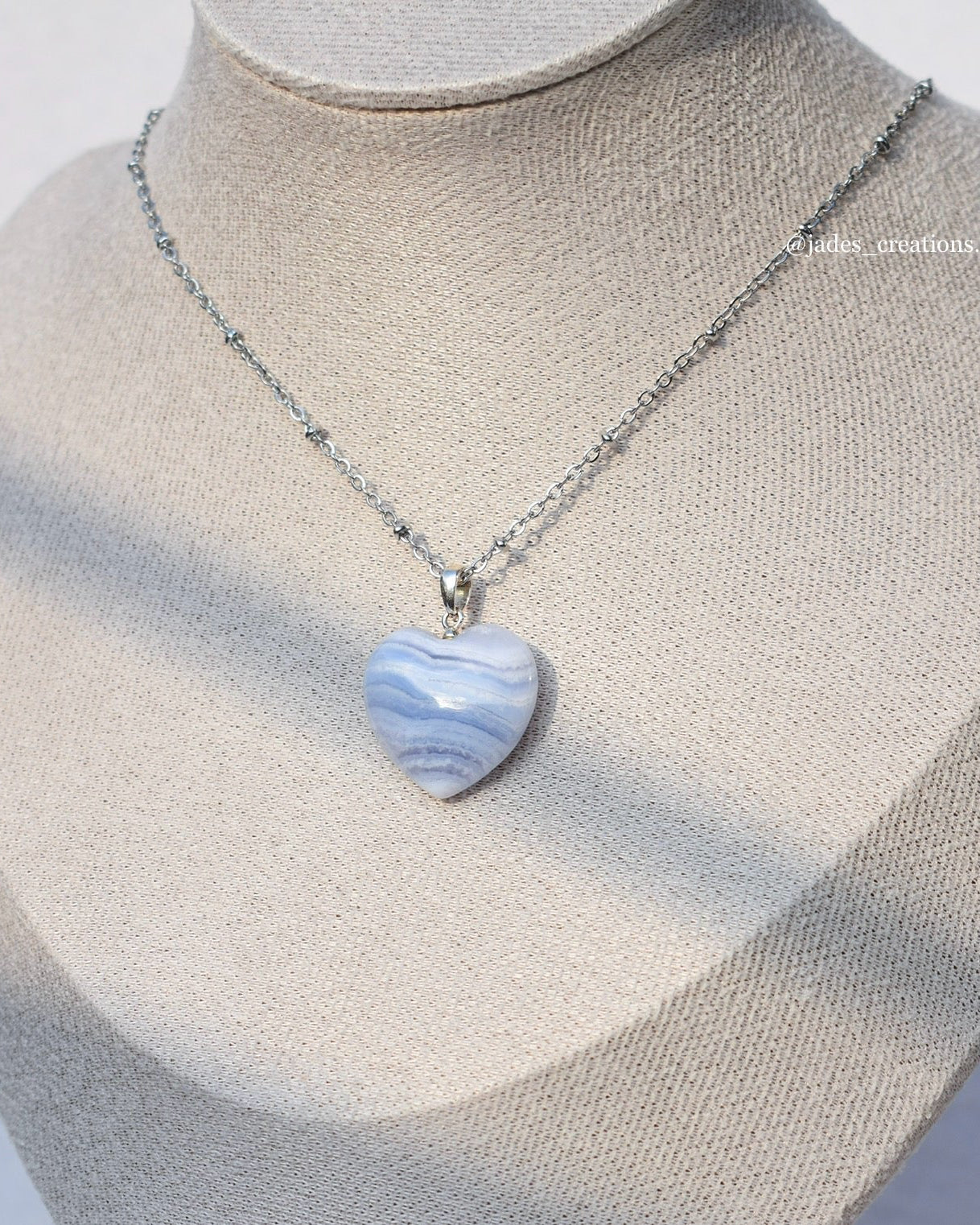Collana cuore in Agata Blu Lace