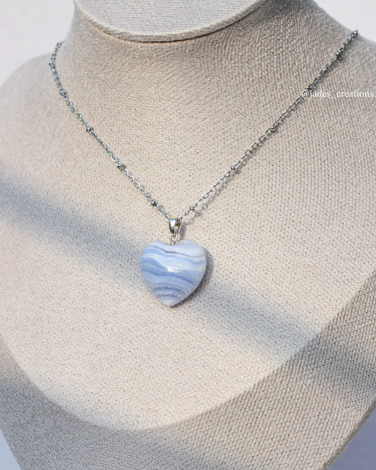 Collana cuore in Agata Blu Lace