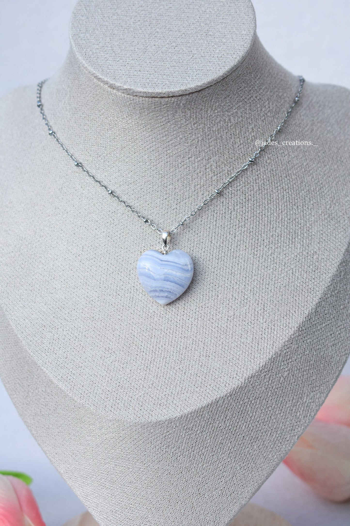 Collana cuore in Agata Blu Lace