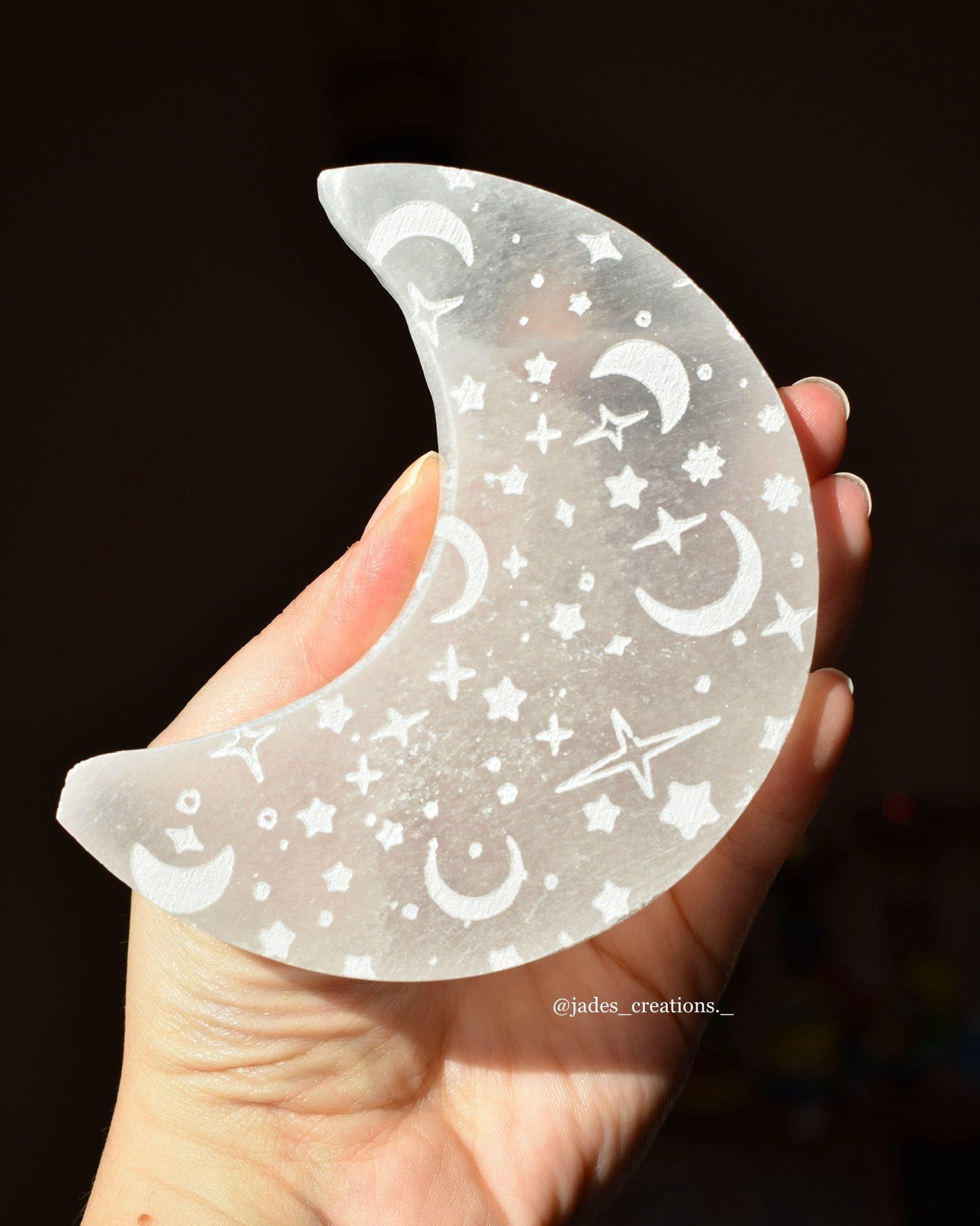 Piattino Luna in Selenite decorato