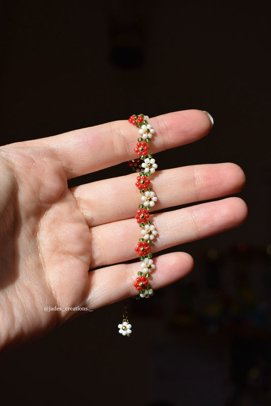 Bracciale Floreale zigzag Bianco e Rosso