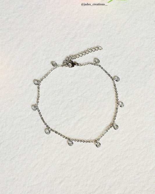 Cavigliera con zirconi argentata