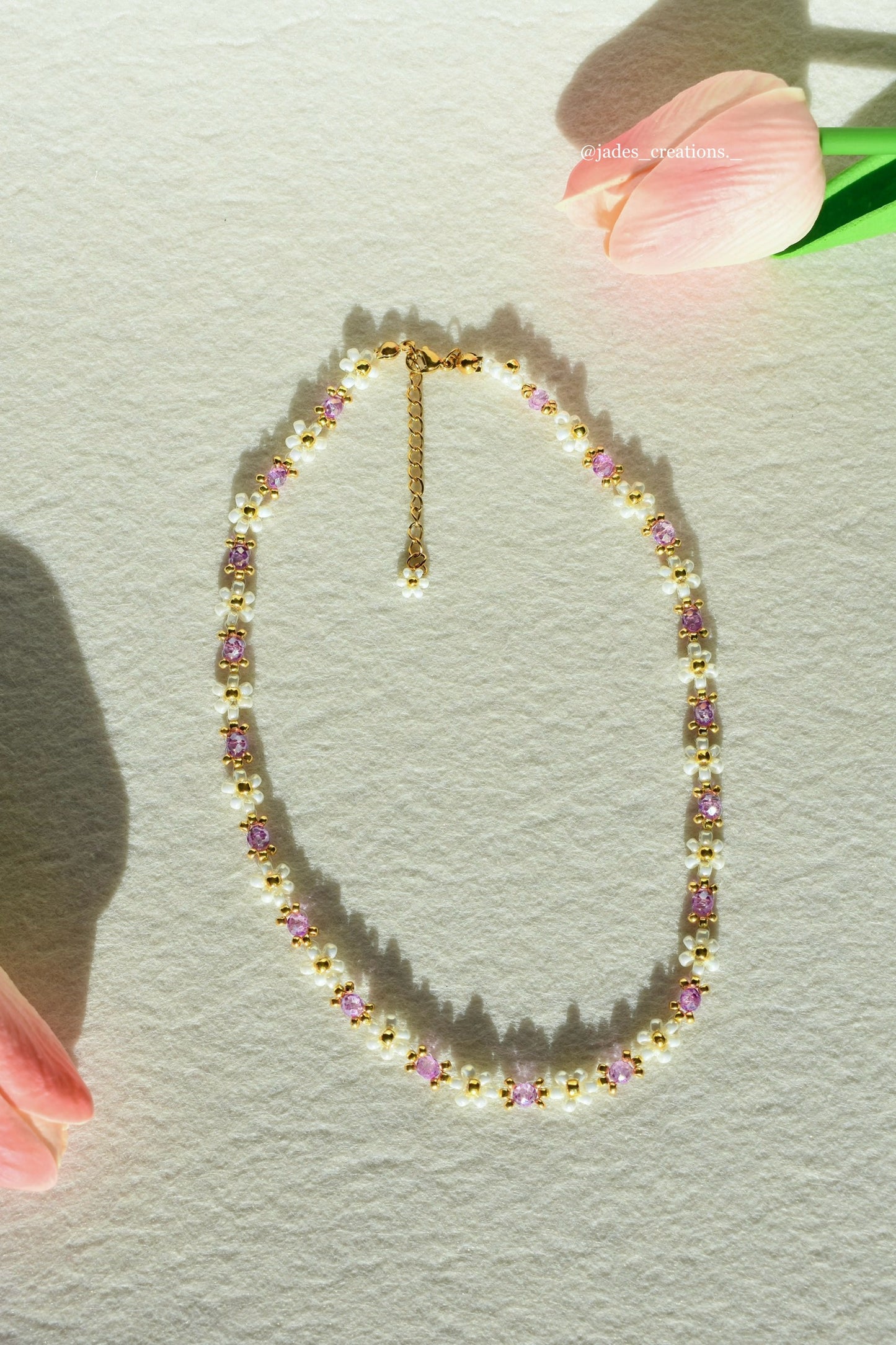 Collana Margherite girocollo Bianca e Viola