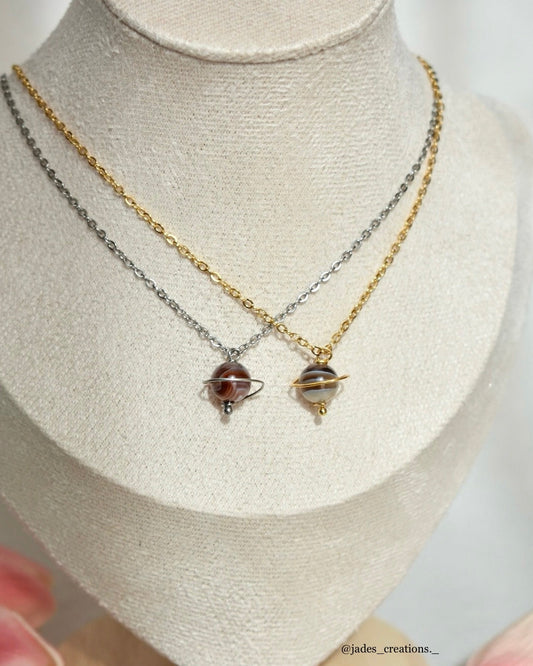 Collana Saturno con Agata Botswana