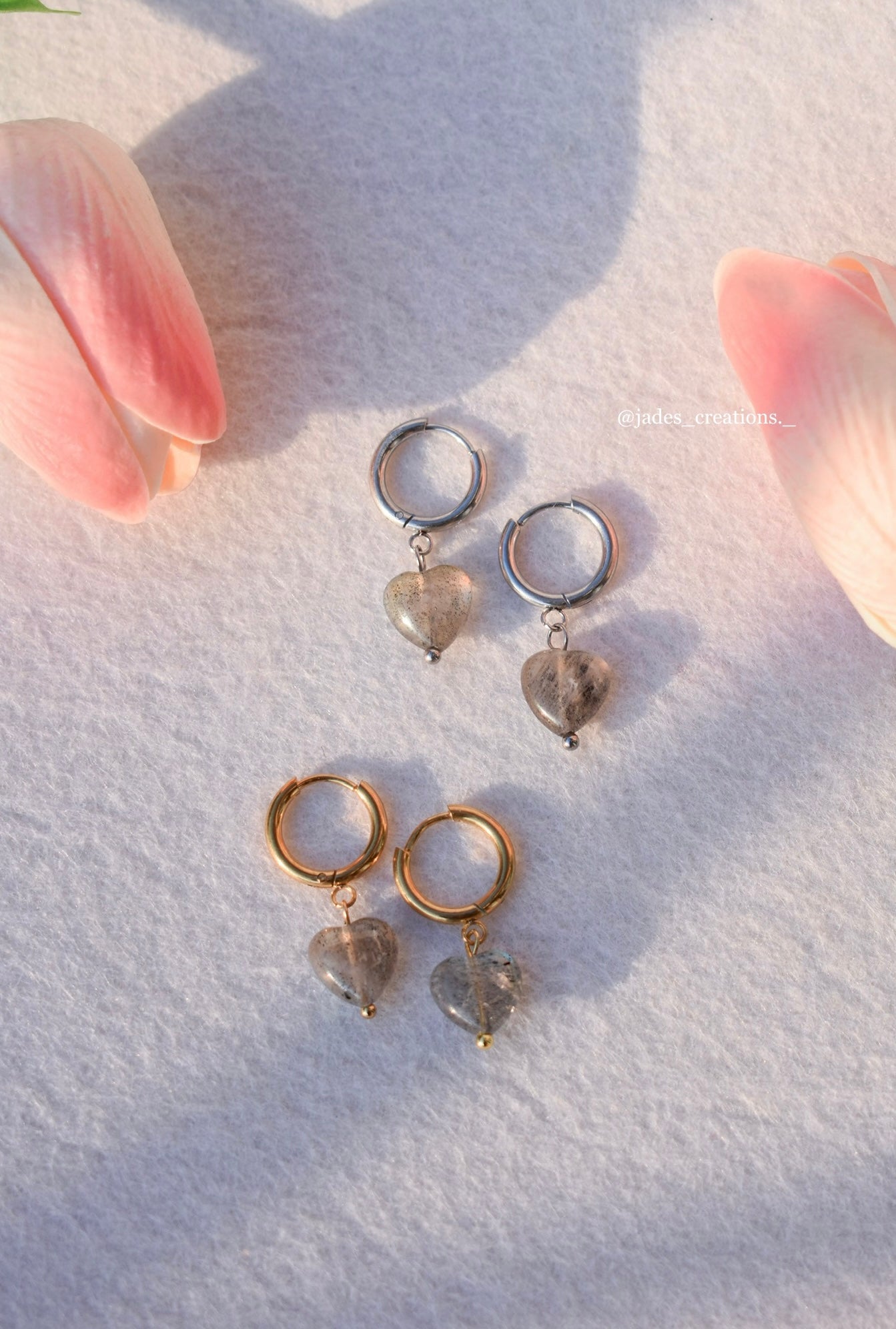 Orecchini cuore con Labradorite