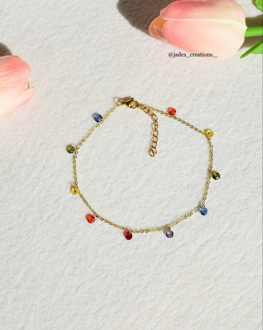 Cavigliera con zirconi arcobaleno